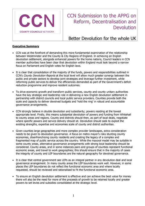 APPG Inquiry on Better Devolution for the Whole UK