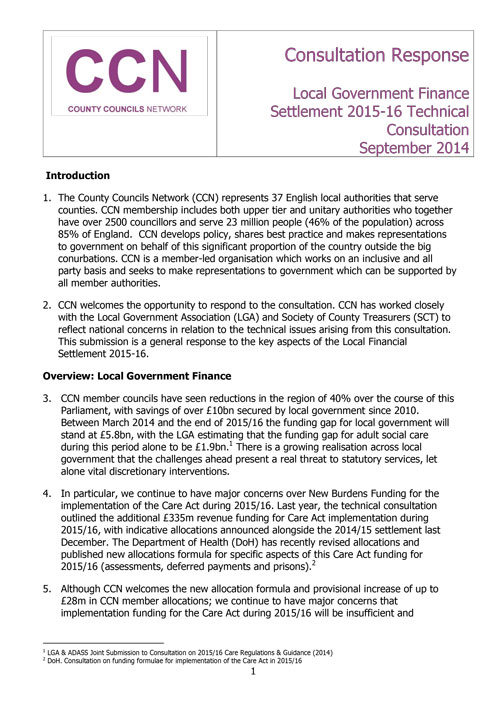 Local Government Finance Settlement- Technical Consultation